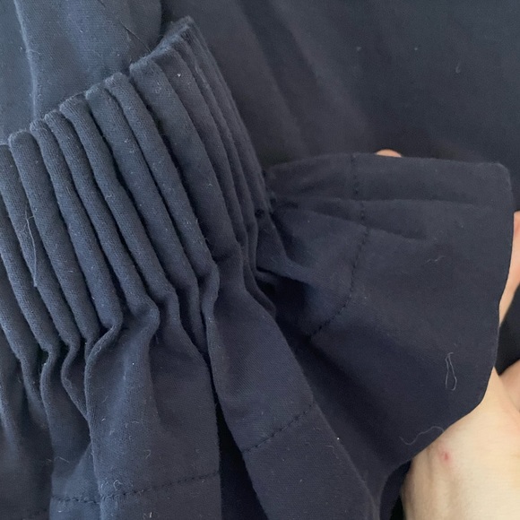 Gianni Bini Navy Blue 100% Cotton Round Neck Short Sleeve Casual Blouse Size L - Picture 5 of 6